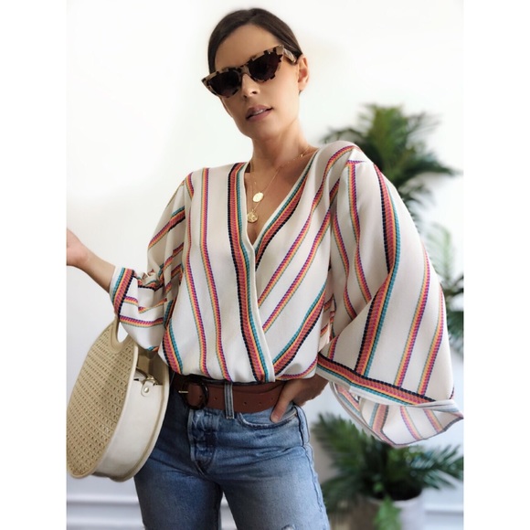 Tops - 🆕Daize Striped Surplice Kimono Top